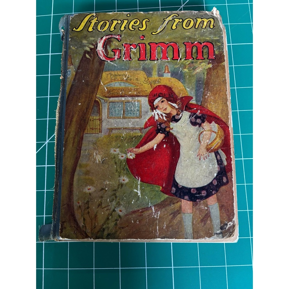 Vintage Stories from Grimm Antique Fairy Tale Book Illustrated Red Riding Hood
